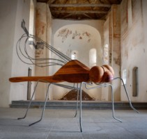 Installation exposition INsect'INside // centre d'art les 3Cha// red cedar, inox //2018 //
4.20m x 2m x H 2.60m INsect ' INside