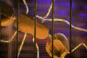 Installation festival ArtsInSitu 2019 // domaine des Lormandieres // fourmi 2m*2m30 // coproduction 3Cha // credit Photo Mag'Net Sculpture monumentale d' une fourmi accrochée au mur.