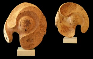 Loupe de châtaignier, calcaire, inox, étain // 75 cm x 64 cm x 18 cm // 2012 //Collection Attrait dévoilé Attrait dévoilé